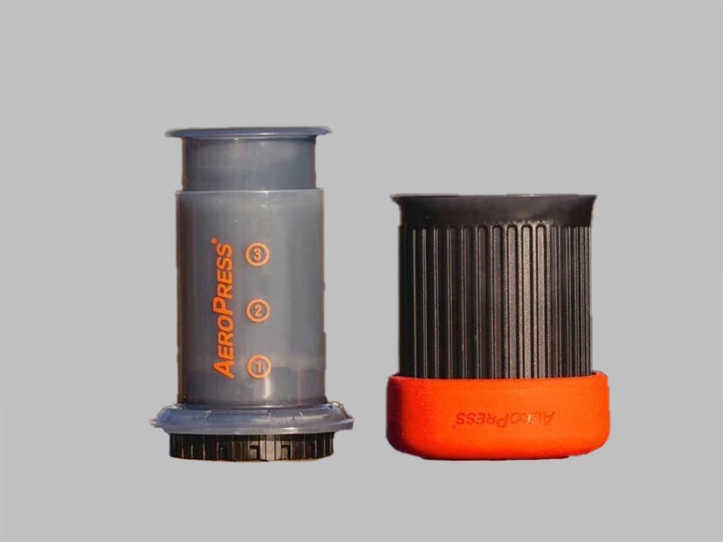 Aeropress Go Press and Cup on the side