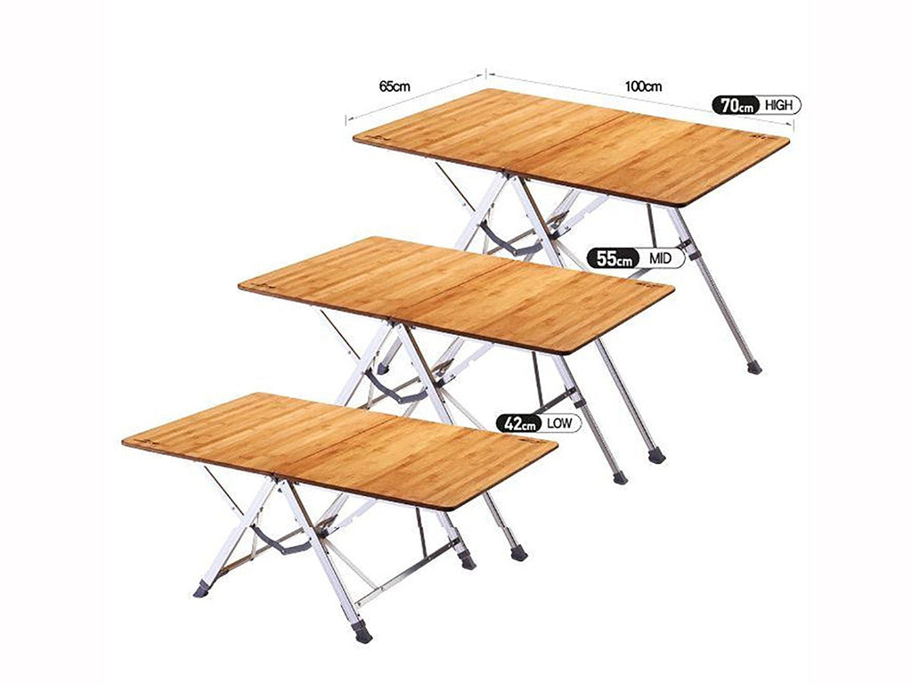 Kovea AL Bamboo One Action Table size comparison