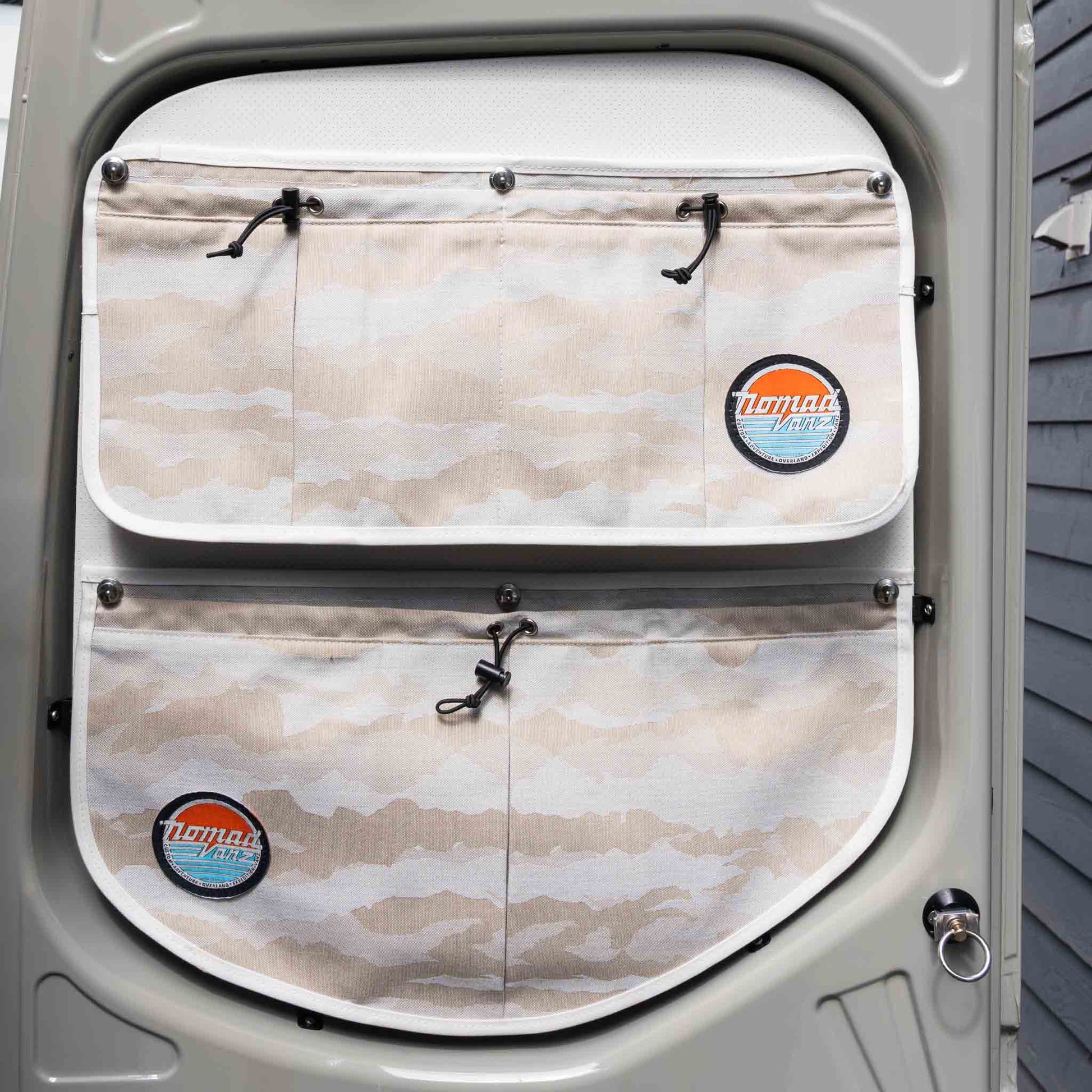 Nomad Vanz Rear Door Storage Pocket System in Cirrus Sand for Sprinter Vans