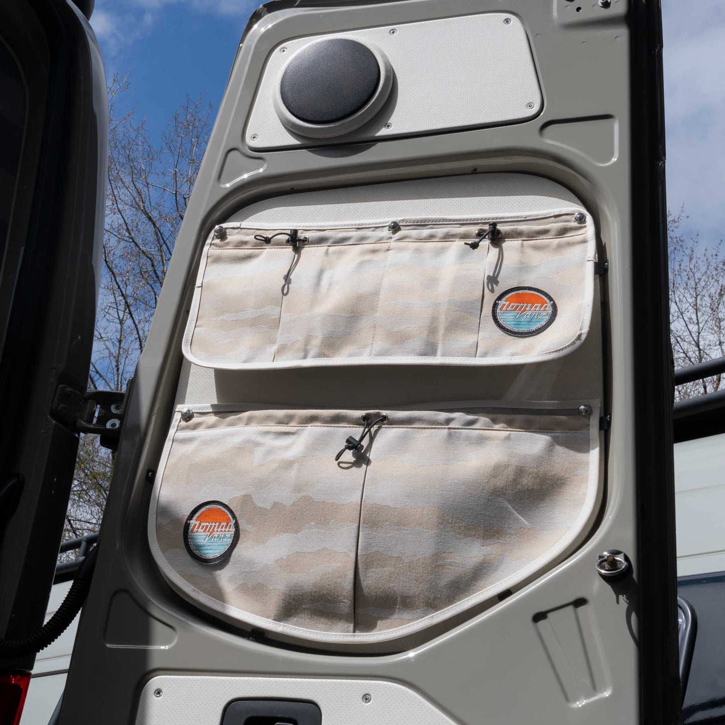 Nomad Vanz Rear Door Storage Pocket System in Cirrus Sand for Sprinter Vans