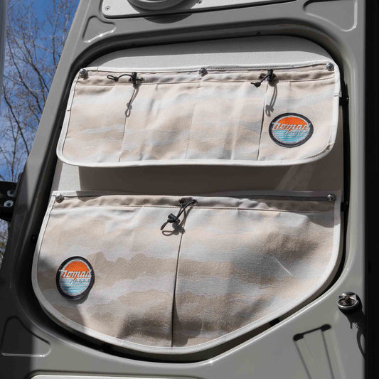 Nomad Vanz Rear Door Storage Pocket System in Cirrus Sand for Sprinter Vans