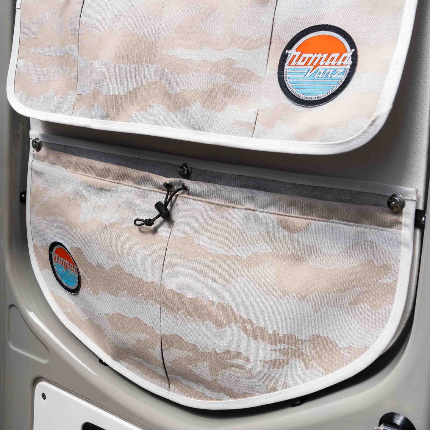Nomad Vanz Rear Door Storage Pocket System in Cirrus Sand for Sprinter Vans