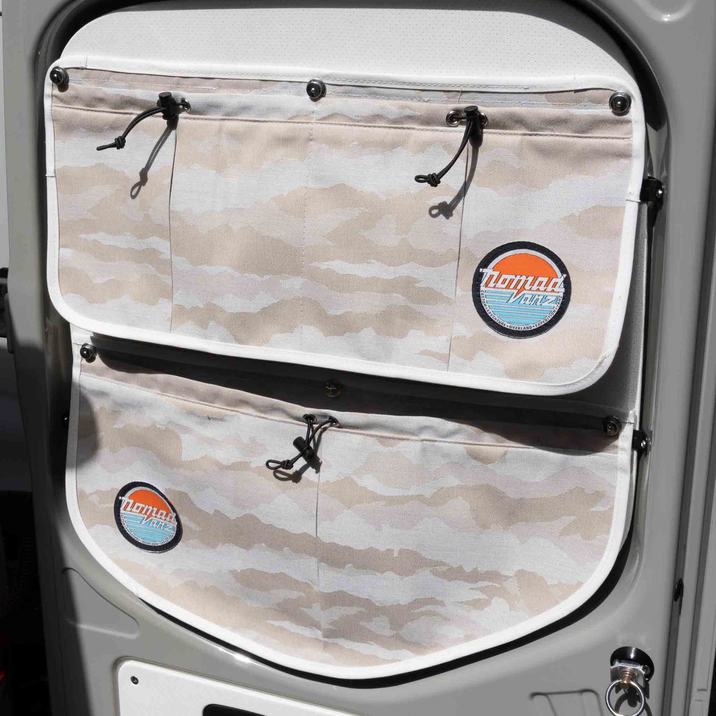 Nomad Vanz Rear Door Storage Pocket System in Cirrus Sand for Sprinter Vans