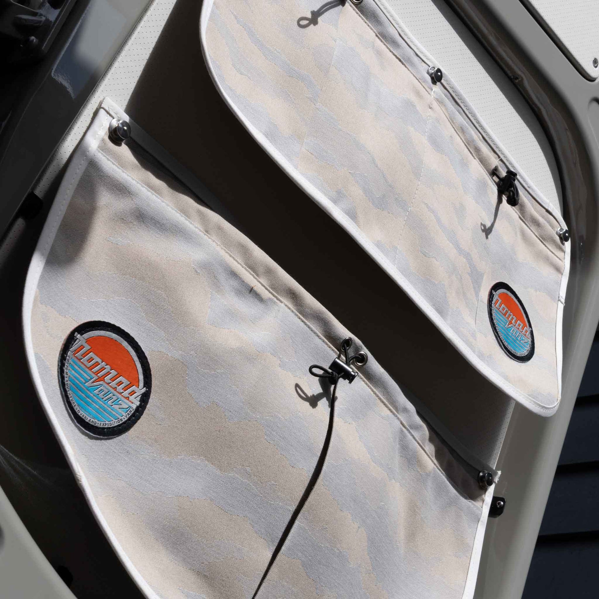 Nomad Vanz Rear Door Storage Pocket System in Cirrus Sand for Sprinter Vans