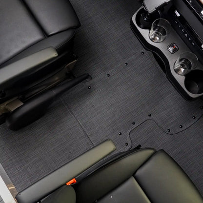 Nomad Vanz Matz in Meteor — overhead view in Mercedes-Benz Sprinter VS30 cab
